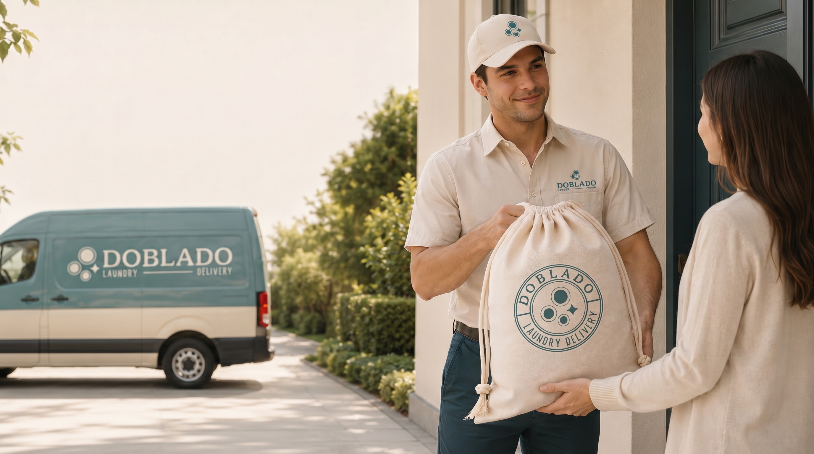 DOBLADO delivery handed to a customer at their door
